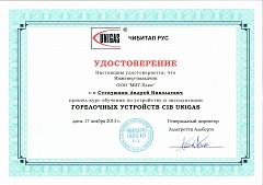 Certificate of Stepushkin Unigas